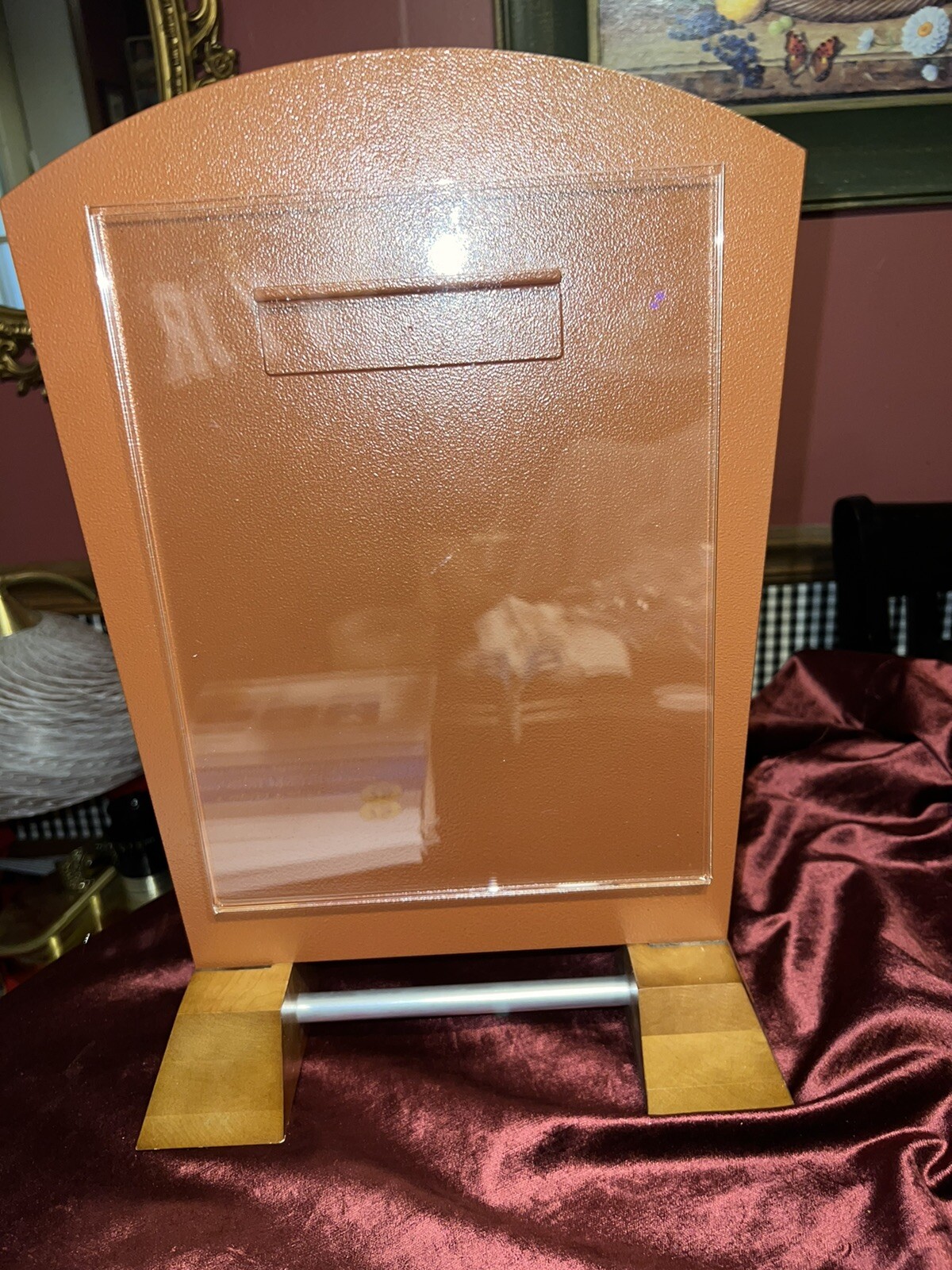 2 SIDED Acrylic Display SIGN Transparent Countertop Metal, Wood Heavy!