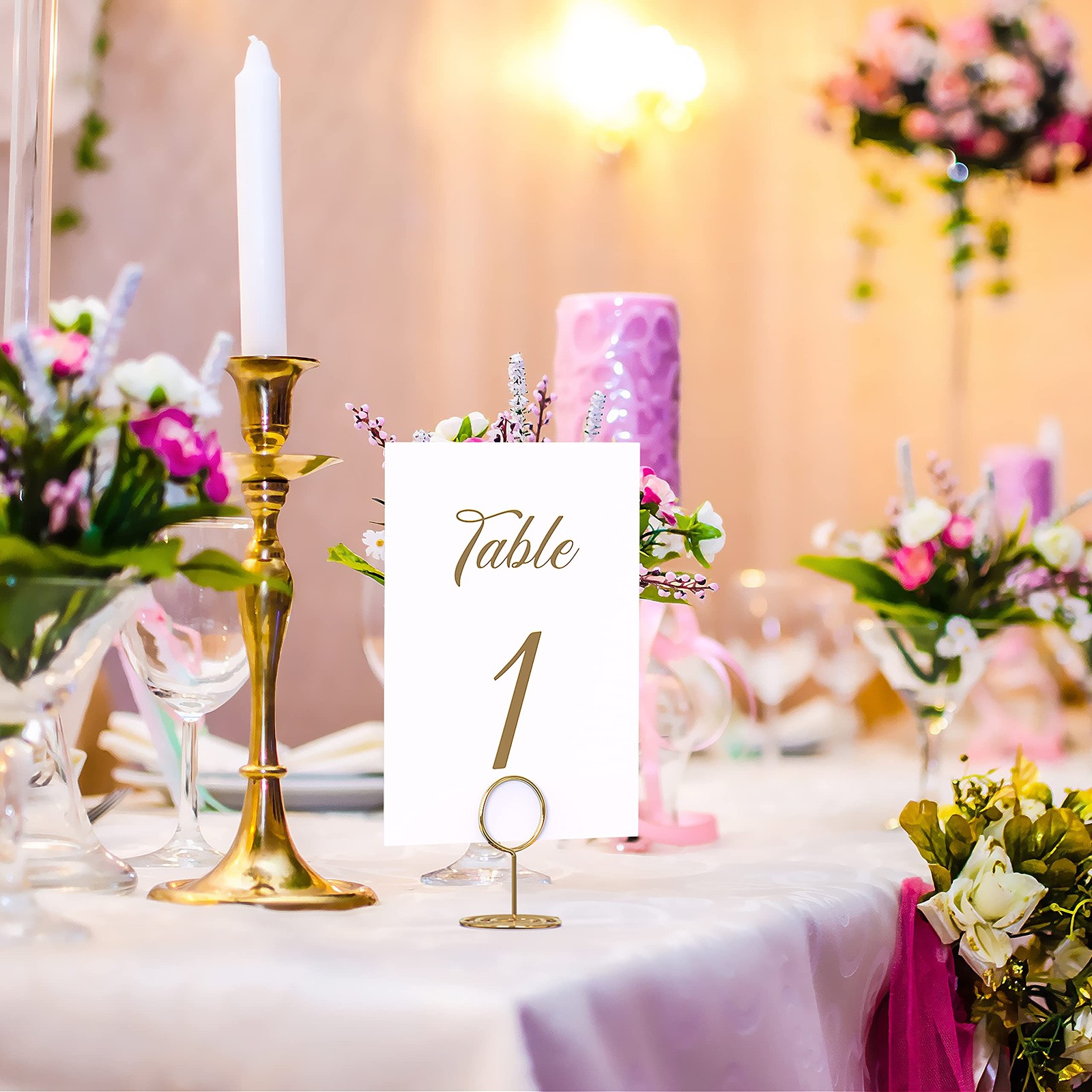 10 Pack Gold Table Number Holders for Signs – Photo Small,