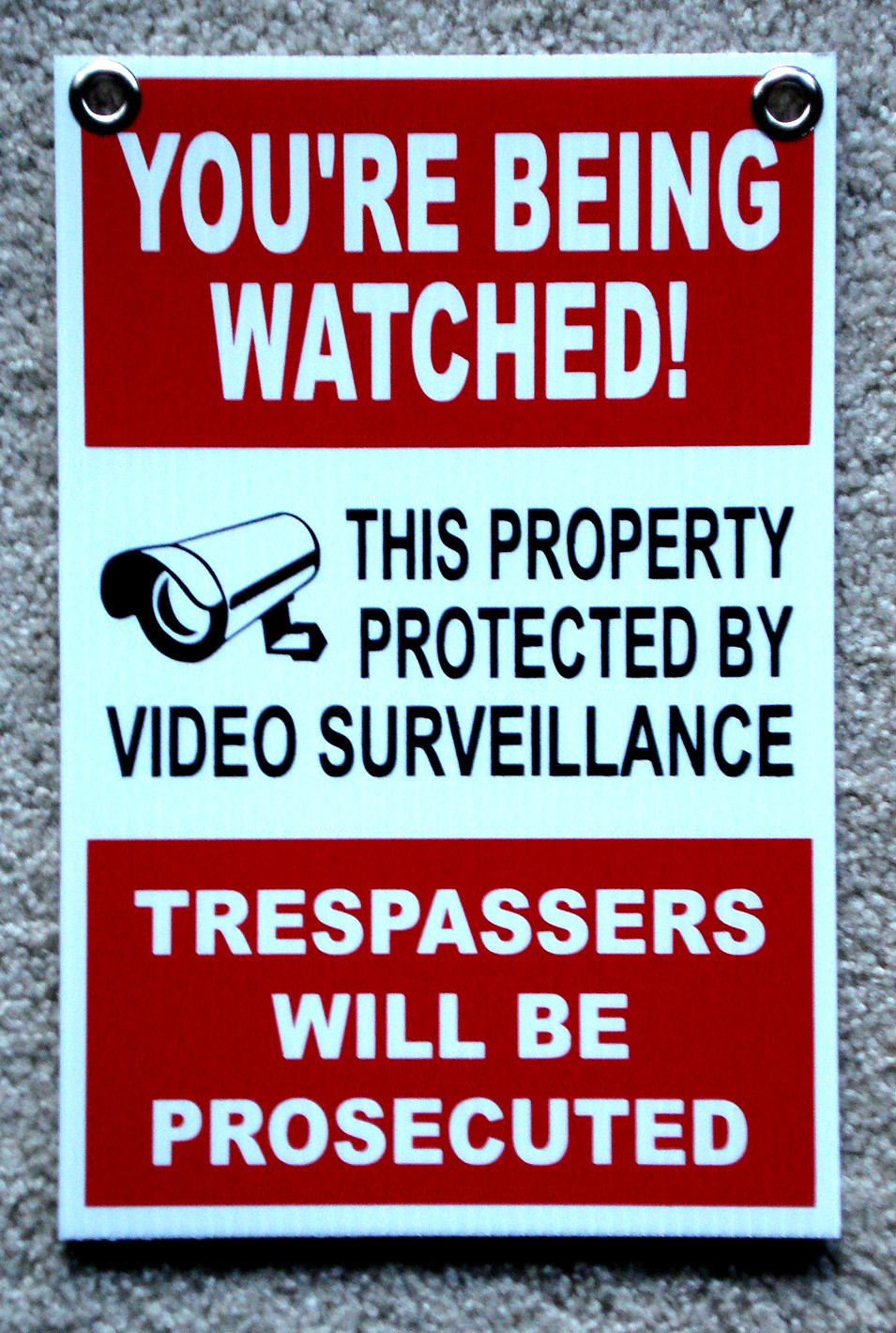 YOU&rsquo;RE BEING WATCHED SIGN 8&Prime;x12&Prime; NEW with Grommets Security Surveillance