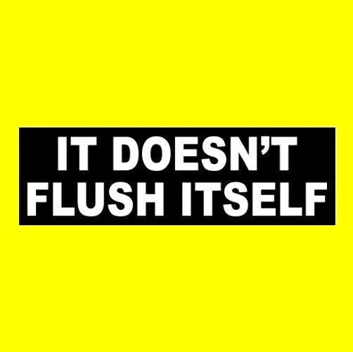 « IT DOESN&rsquo;T FLUSH ITSELF » business restaurant BATHROOM STICKER toilet sign decal