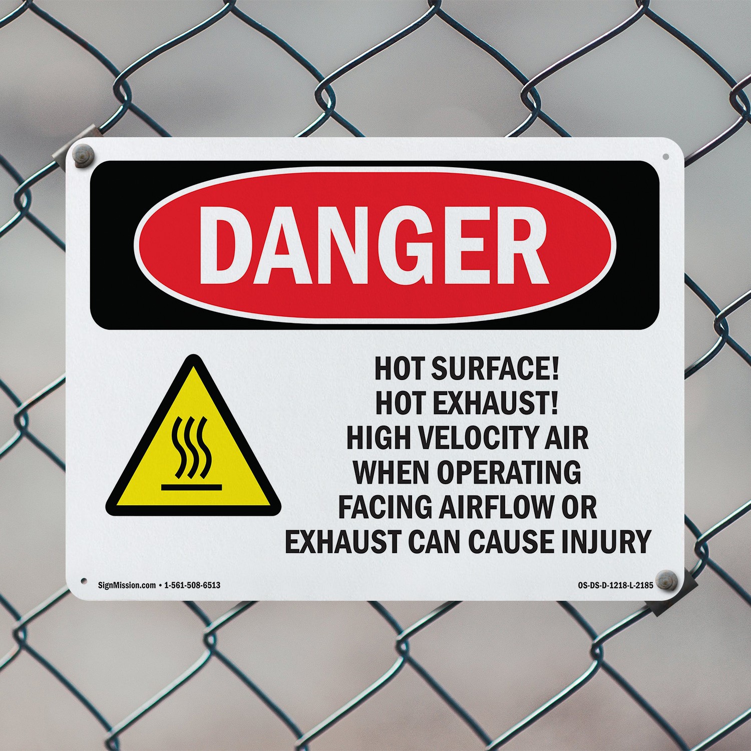 Hot Surface! Hot Exhaust! High OSHA Danger Sign Metal,, Decal 5 or 10 Pack