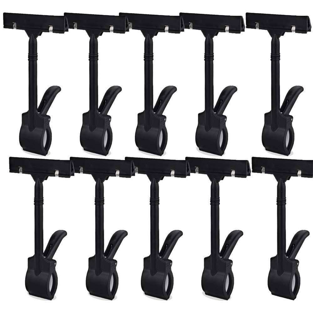OUKEYI Plastic Merchandise Sign Clip Rotatable Pop Clip-on Holder Stand Black