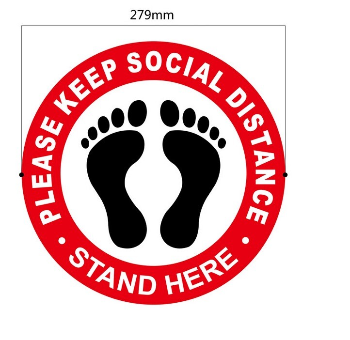 5X Social Distancing Floor Decal Sticker Waterproof Vinyl Ground Sign Red US