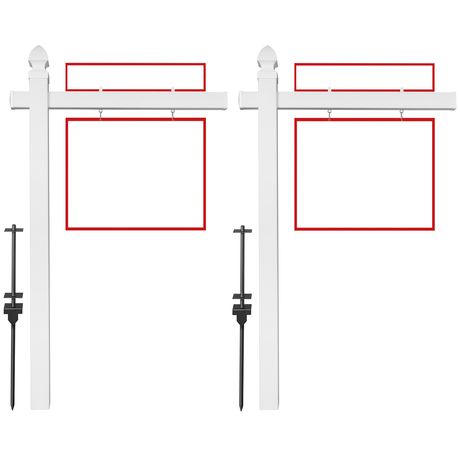 72&Prime; x 47&Prime; Real Estate Yard Sign Post with 2 Cap Options – Vinyl PVC – White –