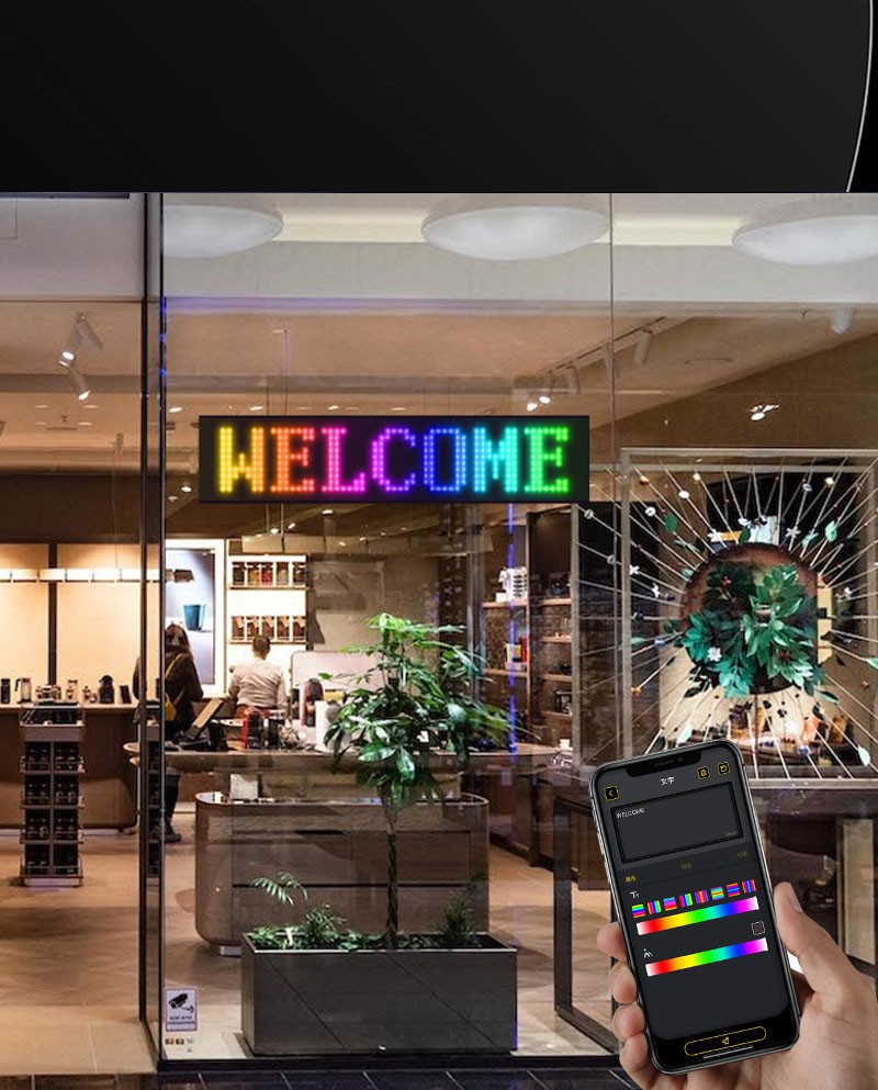 Car Windshield LED Sign 16*192Pixel App Control Programmable Flexible Led Screen