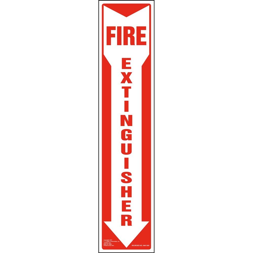 5 PCS Fire Extinguisher Sign Vertical Red White Down Arrow 4×18 Inch Adhesive