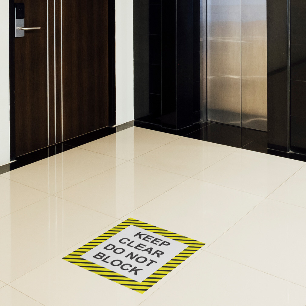 Floor Decals Keep Clear Do Not Block Black Yellow Anti-Slip Vertical Shape