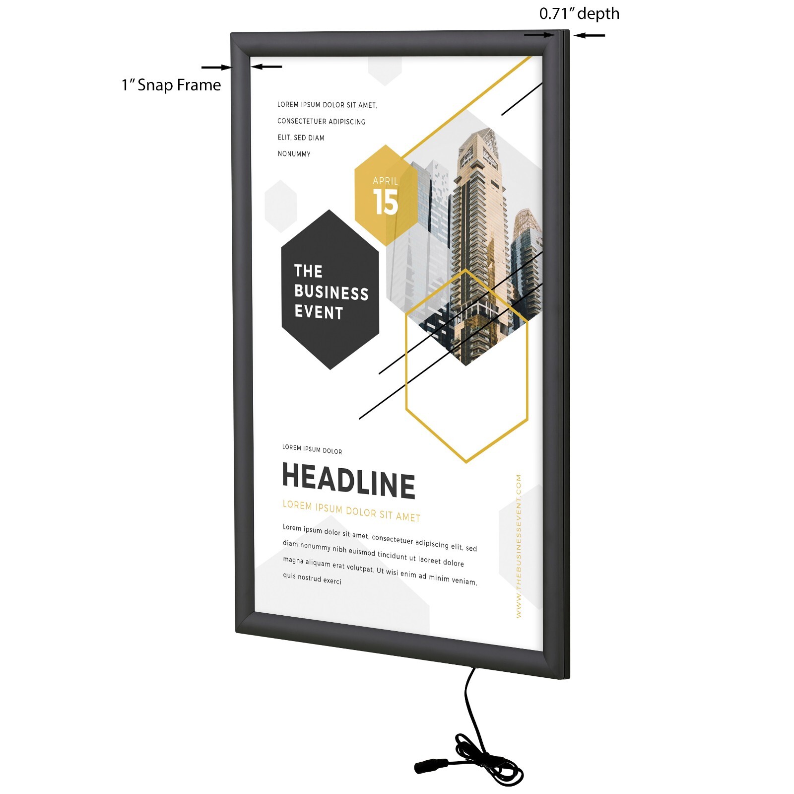 LED Backlit Poster Frame, Wall Mount Black/Silver Aluminum Photo/Sign Holder
