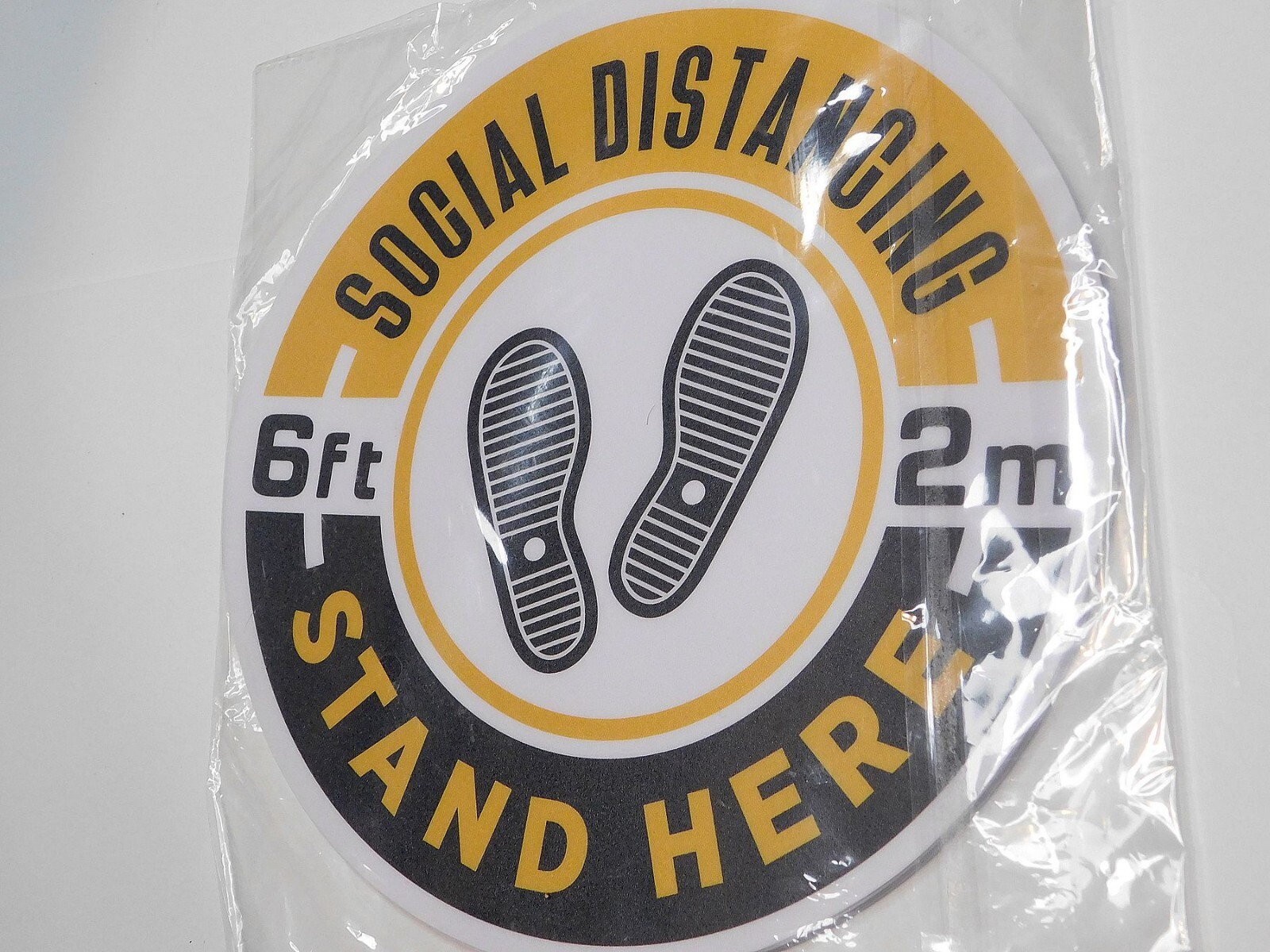 Social Distancing Floor Decals – 8&Prime; Round – Pack of 12 – Six Feet Apart Floor
