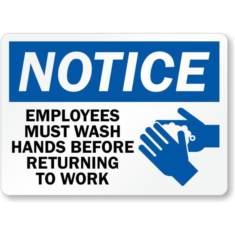 Employees Wash Hands Notice Aluminum Weatherproof Sign b01458