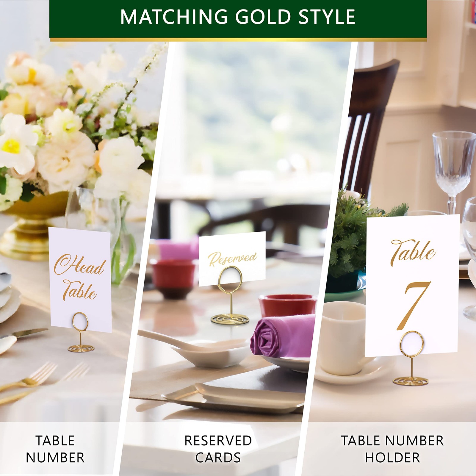 10 Pack Gold Table Number Holders for Signs – Photo Small,