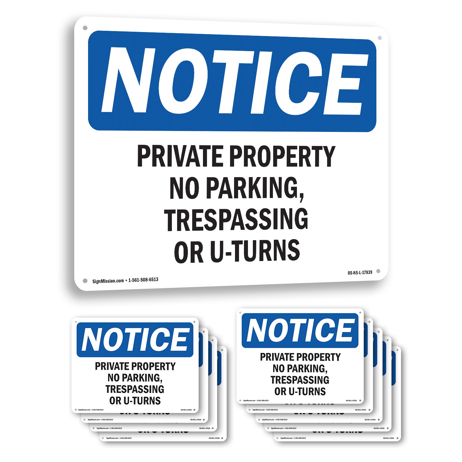 Private Property No Parking Trespassing OSHA Notice Sign Or Decal – 5 or 10 Pack