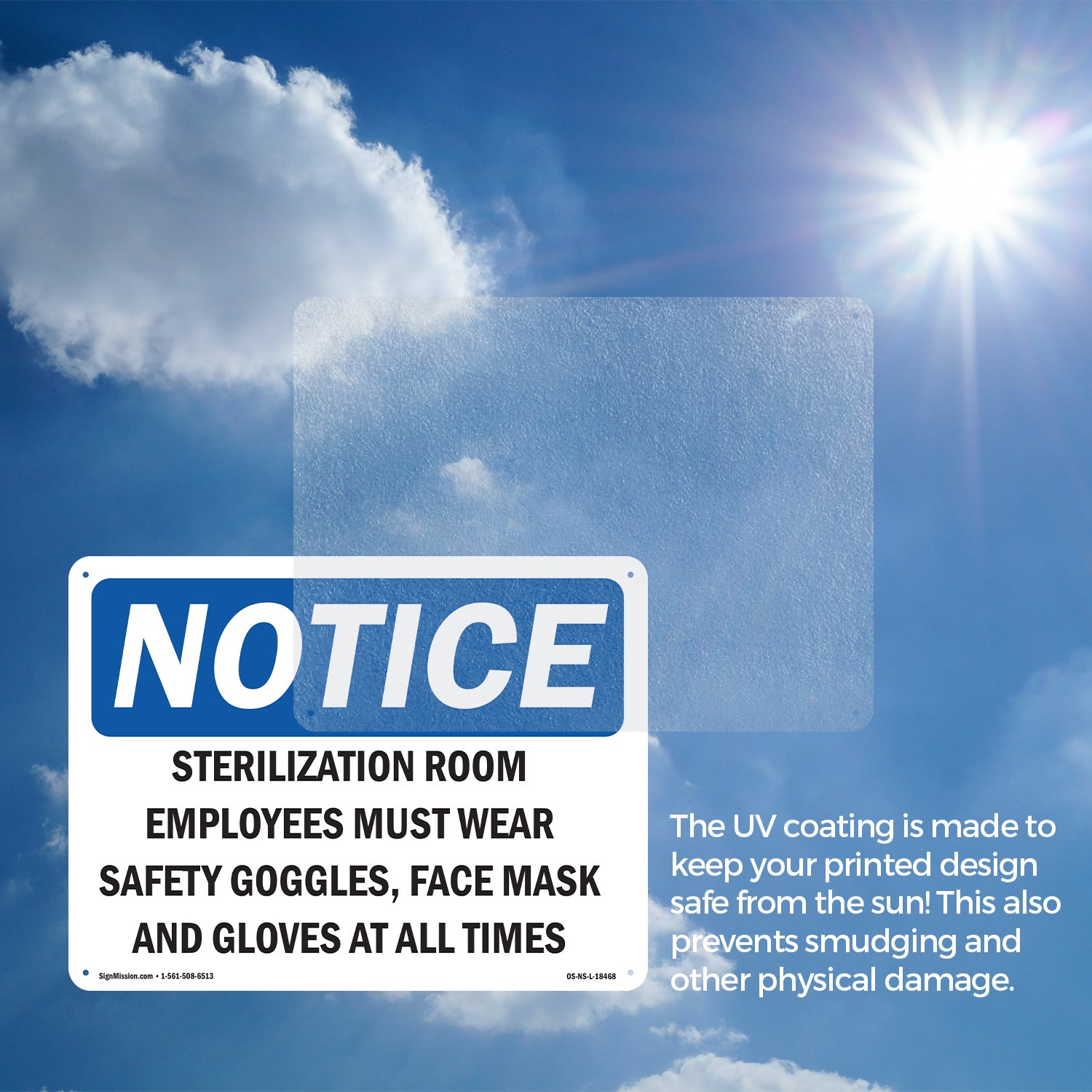 Sterilization Room Employees Must Wear Safety OSHA Notice Sign, Decal 5/10 Pack