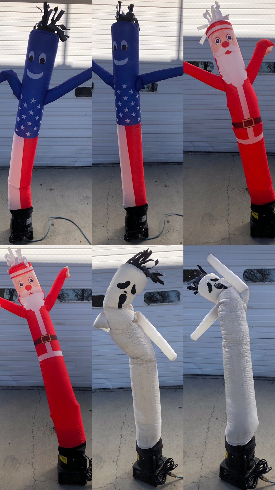 Air Sky Puppet Dancing 1/4HP Blower w/4 Dancer 6&prime; USA/2ea Santa Claws/Ghost