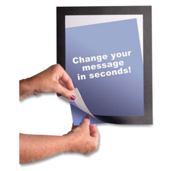 deflecto Self Adhesive Sign Holders, Clear with Black Border, 2/Pack