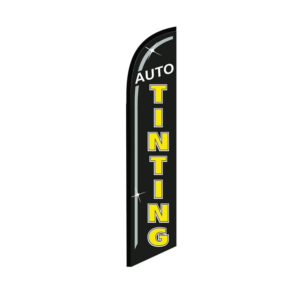 Auto Tinting Black Swooper Flutter Feather Flag | 3ft W x 11.5ft Tall