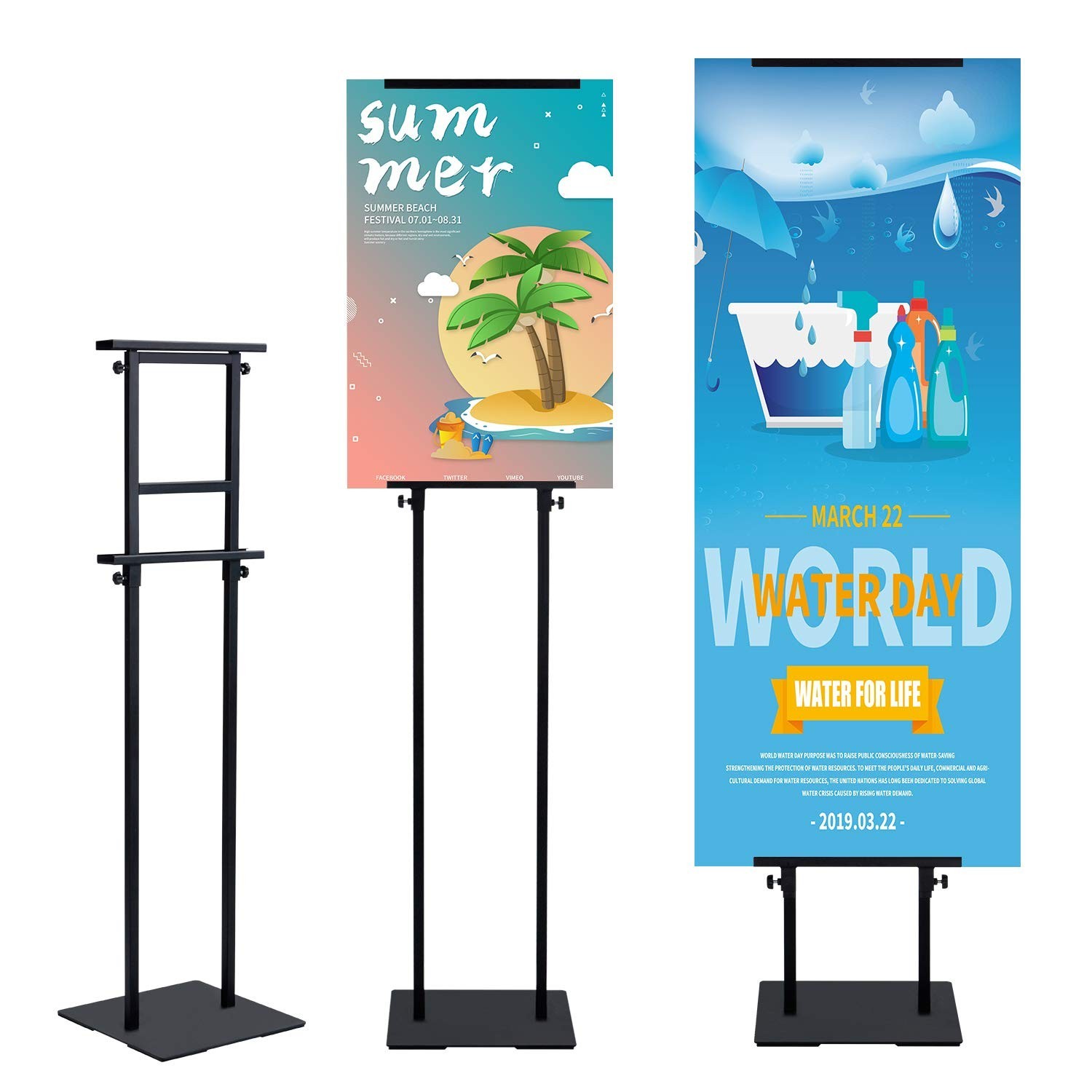 Klvied Heavy Duty Poster Stand with Non-Slip Mat Base, Adjustable Pedestal Si…