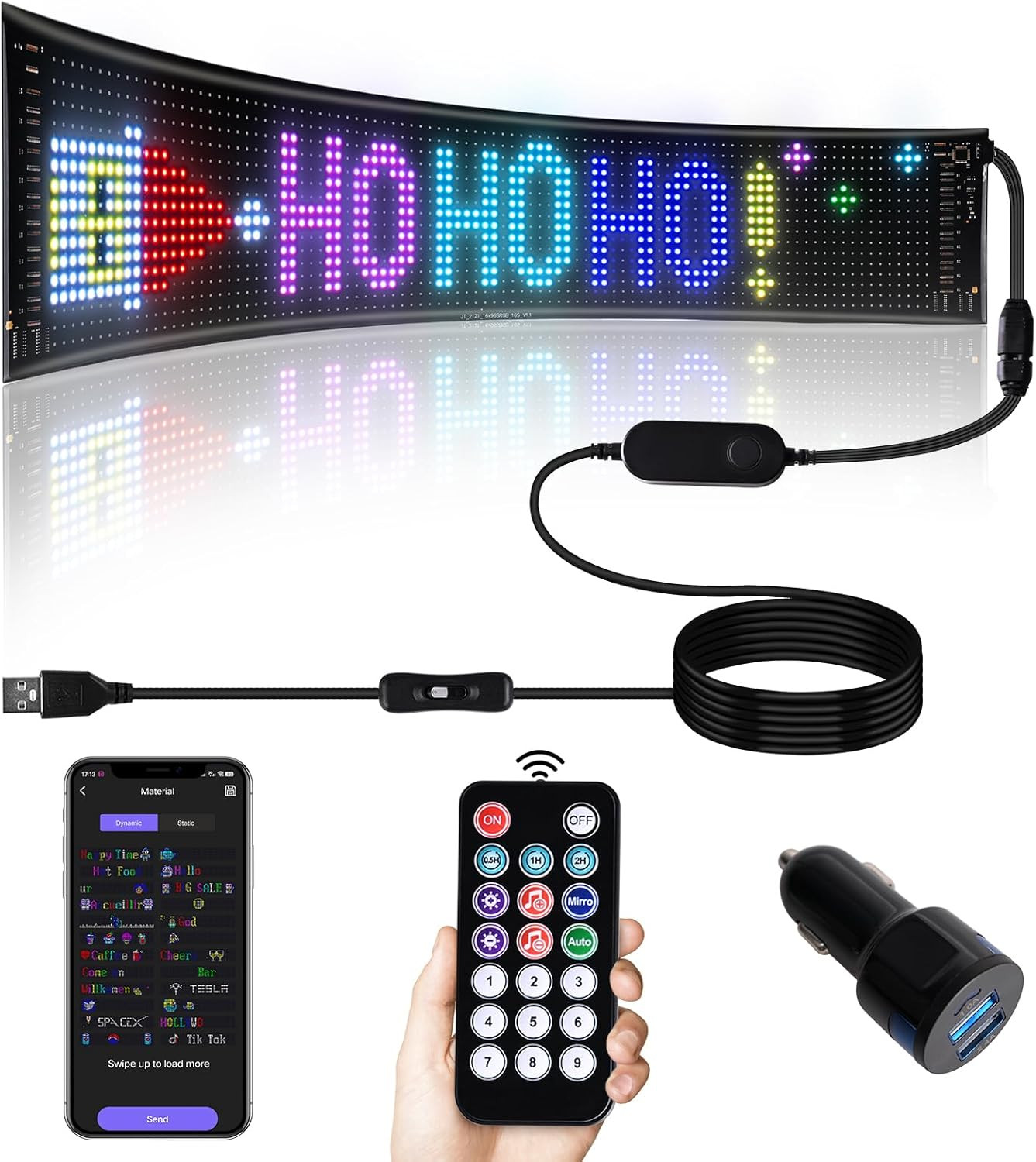 Bluetooth Programmable LED Car Window Sign – Custom Text & Animations 23&Prime;x5