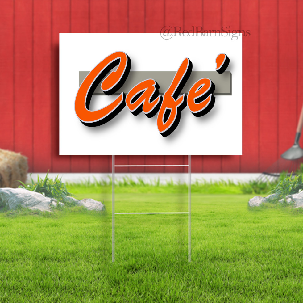 Cafe Restaurant food yard sign with metal stakes