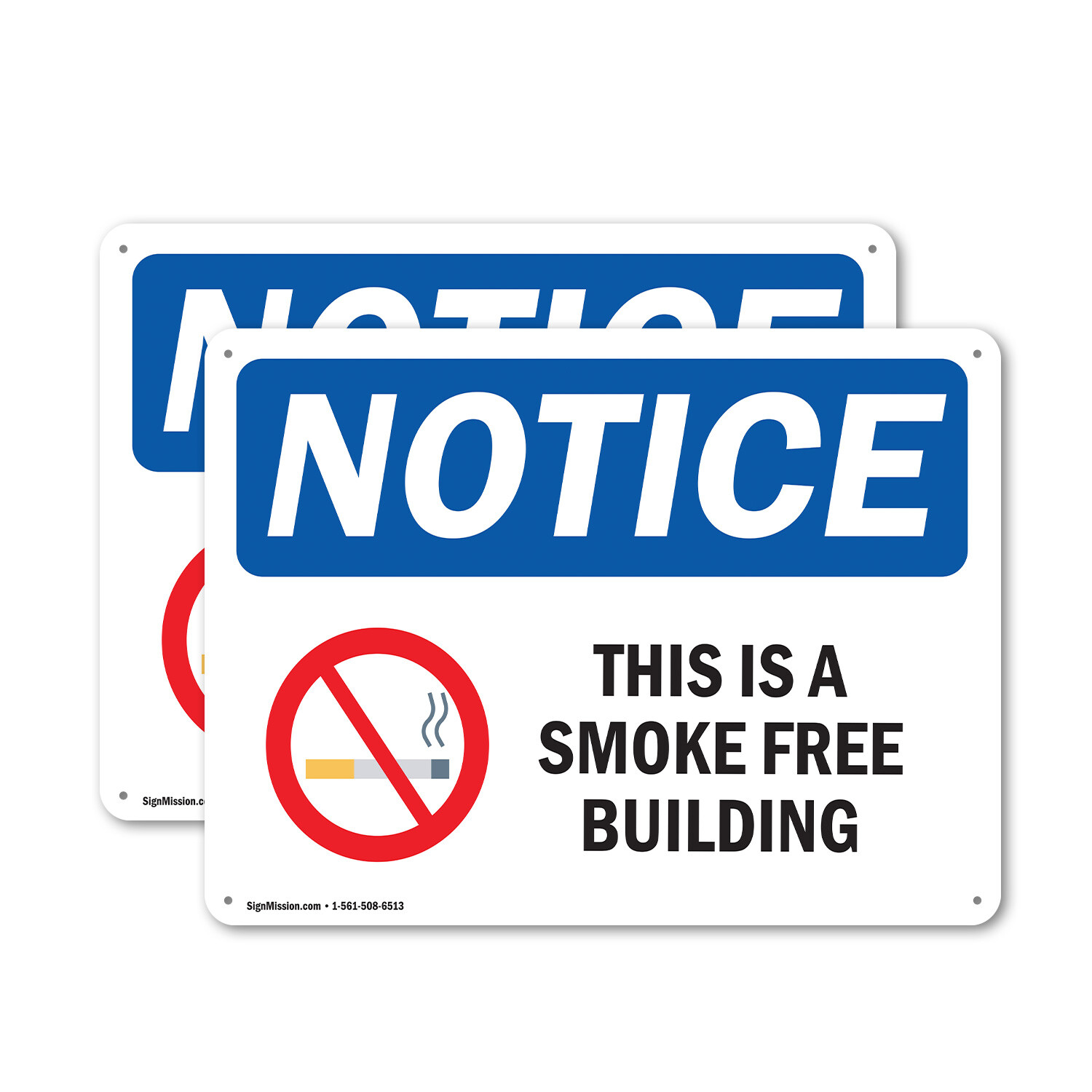 (2 Pack) This Is A Smoke Free Building OSHA Notice Sign Decal Metal Plastic