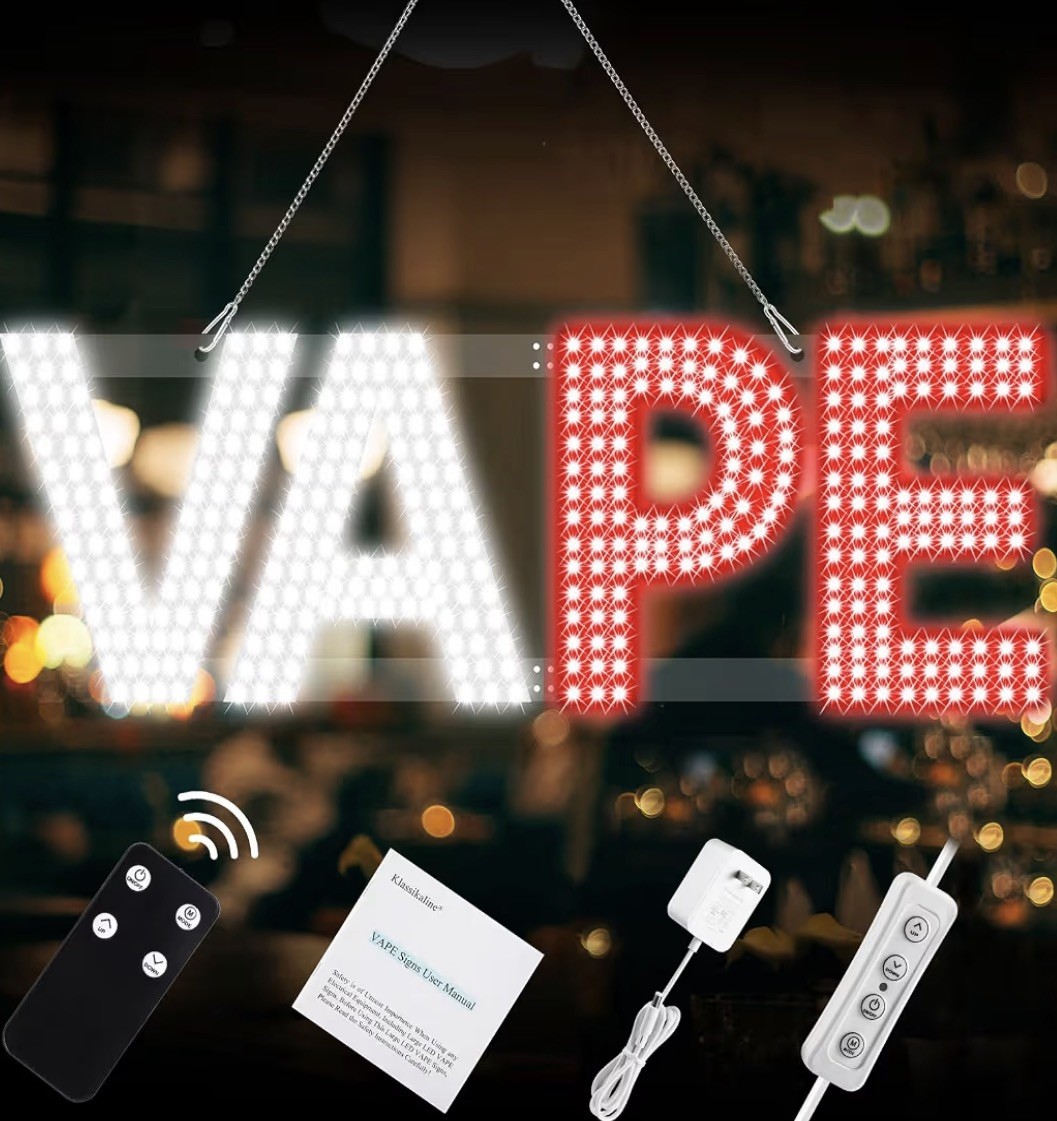 30&Prime;x10&Prime; LED VAPE Sign Ultra Bright Dimmable 4 Mode Smoke Shop Store Window