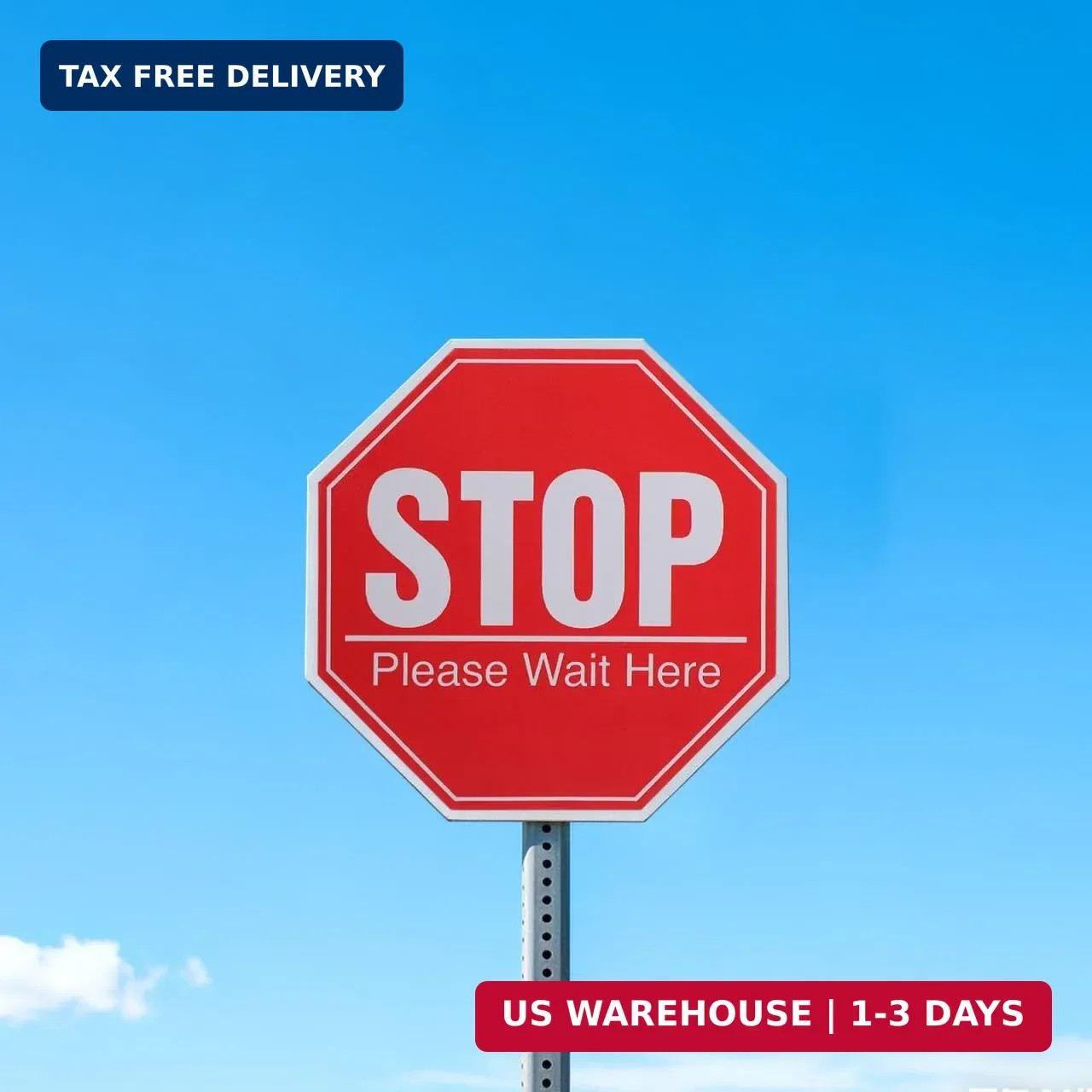 Toddmomy 5 Pack 8&Prime; Stop Sign Floor Stickers, Social Distancing Please Wait Here