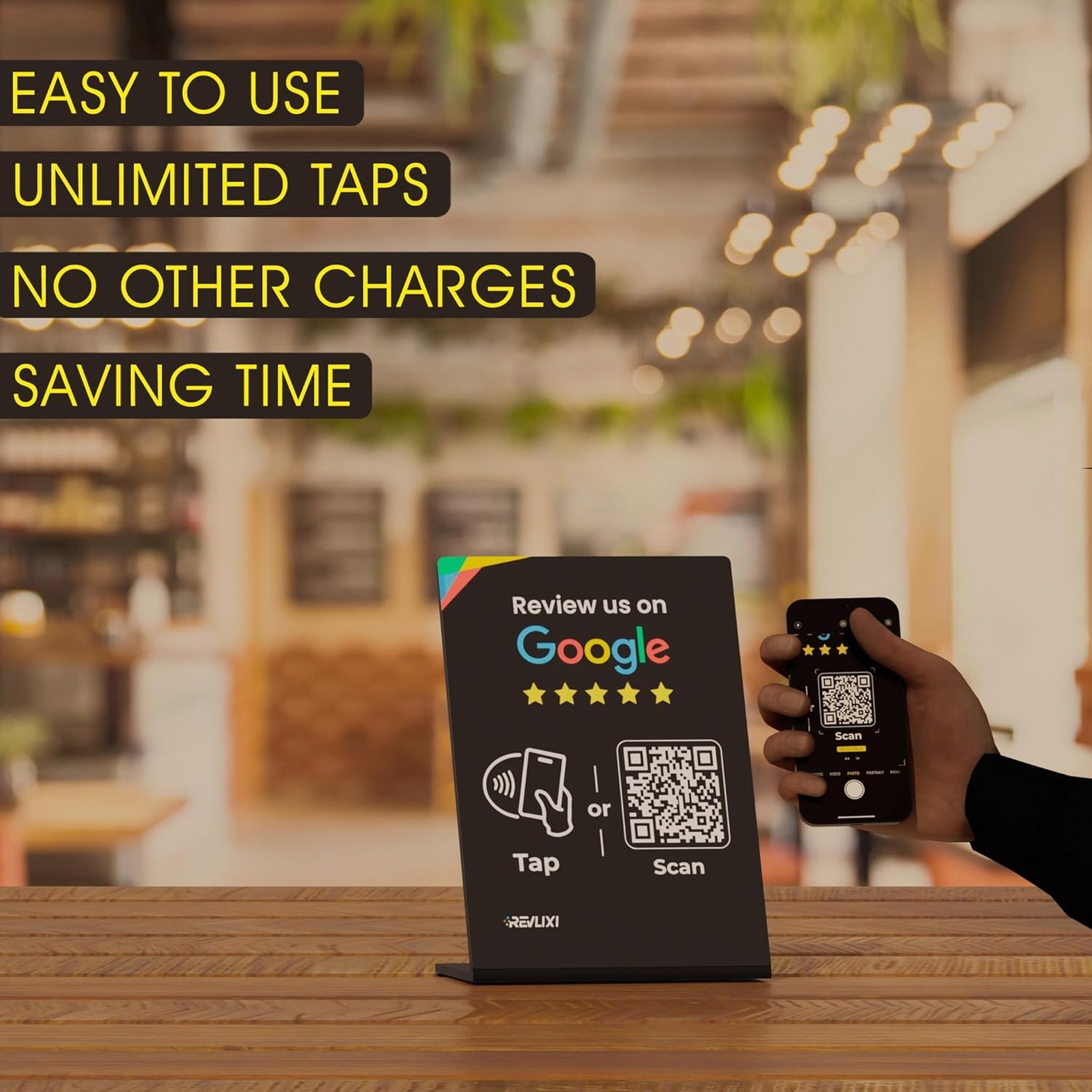 Google Review Stand 3 Pack Reusable NFC QR Code Tap Card for Business Counter