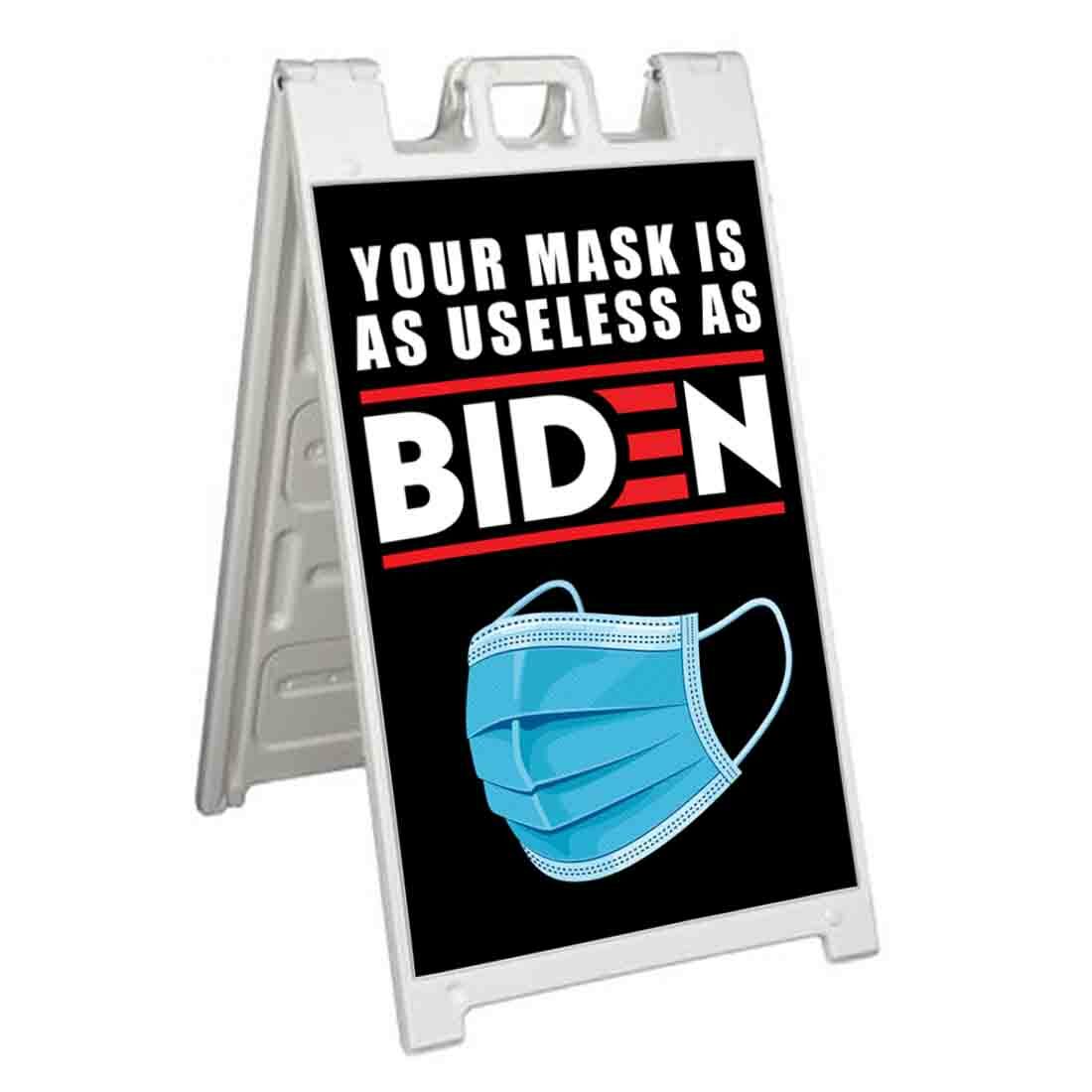 MASK USELESS BIDEN Signicade 24×36 Aframe Sidewalk Sign Banner Decal POLITICS