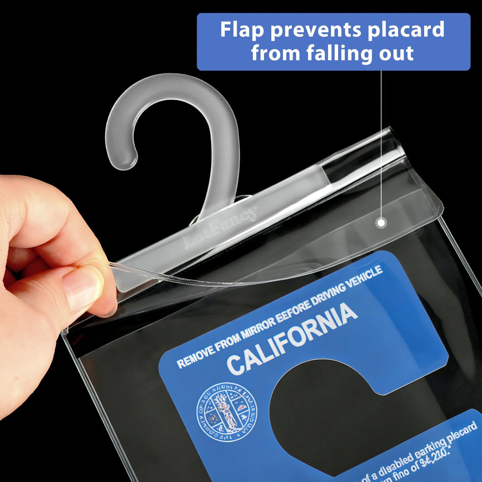 LotFancy Handicap Placard Holder, Ultra Transparent Disabled Pack of 2, clear