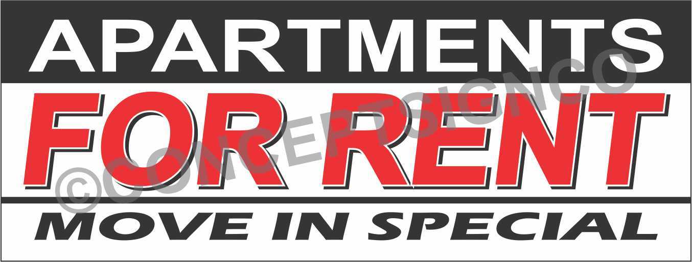 1.5&rsquo;X4&prime; APARTMENTS FOR RENT BANNER Outdoor Sign Move In Specials Rentals Lease