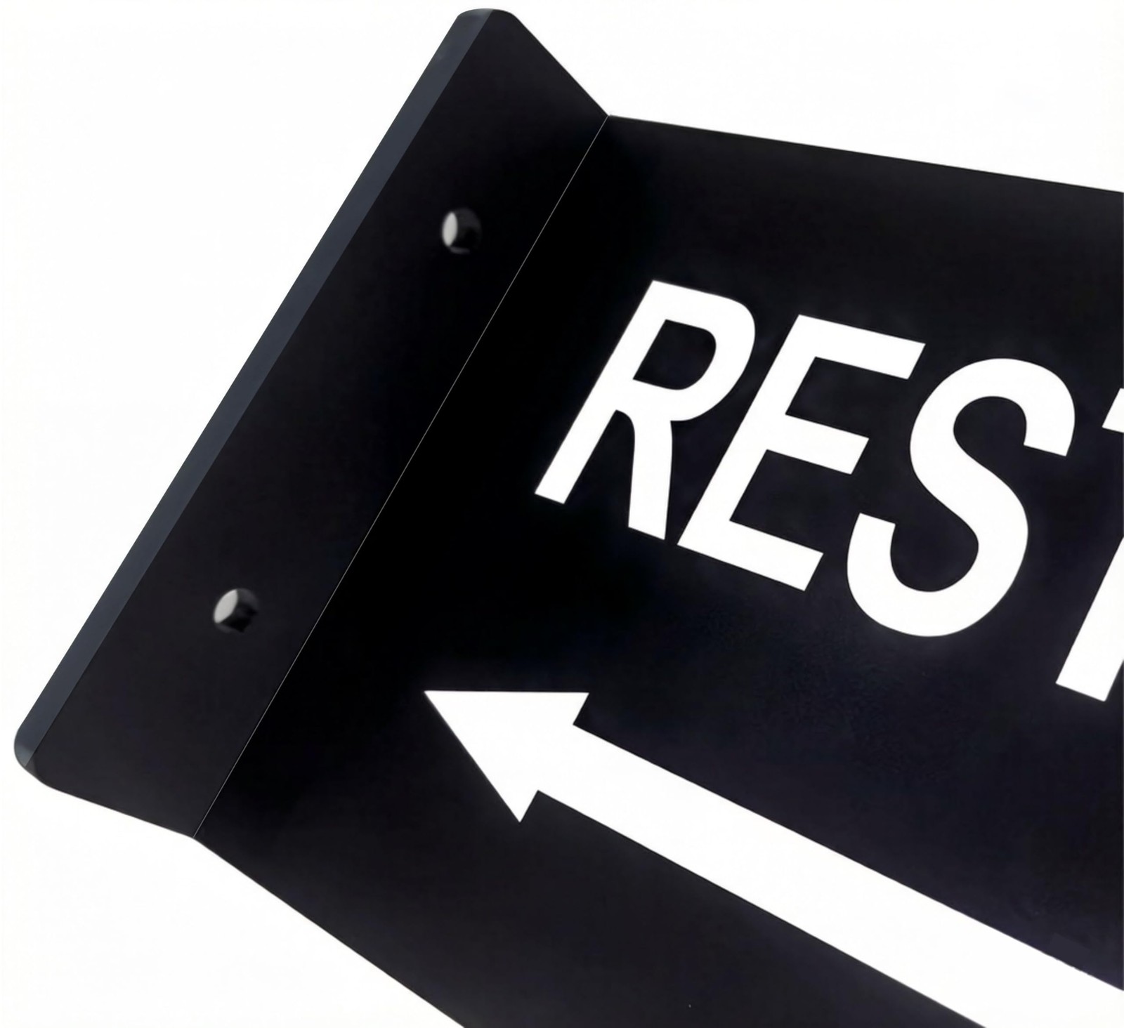 Double-Sided Restroom Sign W/ Arrow 12&Prime;x4&Prime; Premium Frosted Acrylic Black