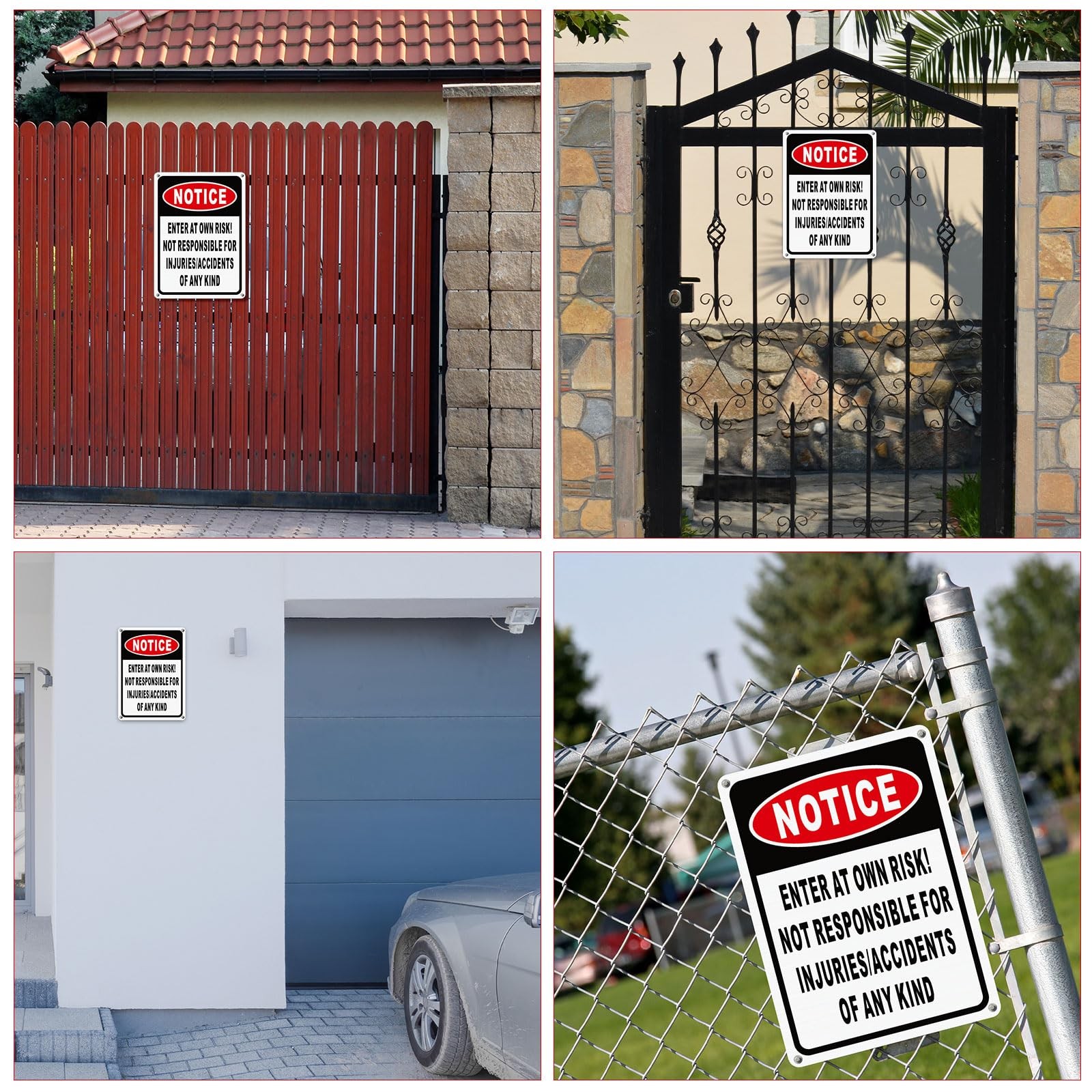 Notice Sign 4 Pcs 10 » x 7 » Reflective Aluminum White Black Red Weatherproof