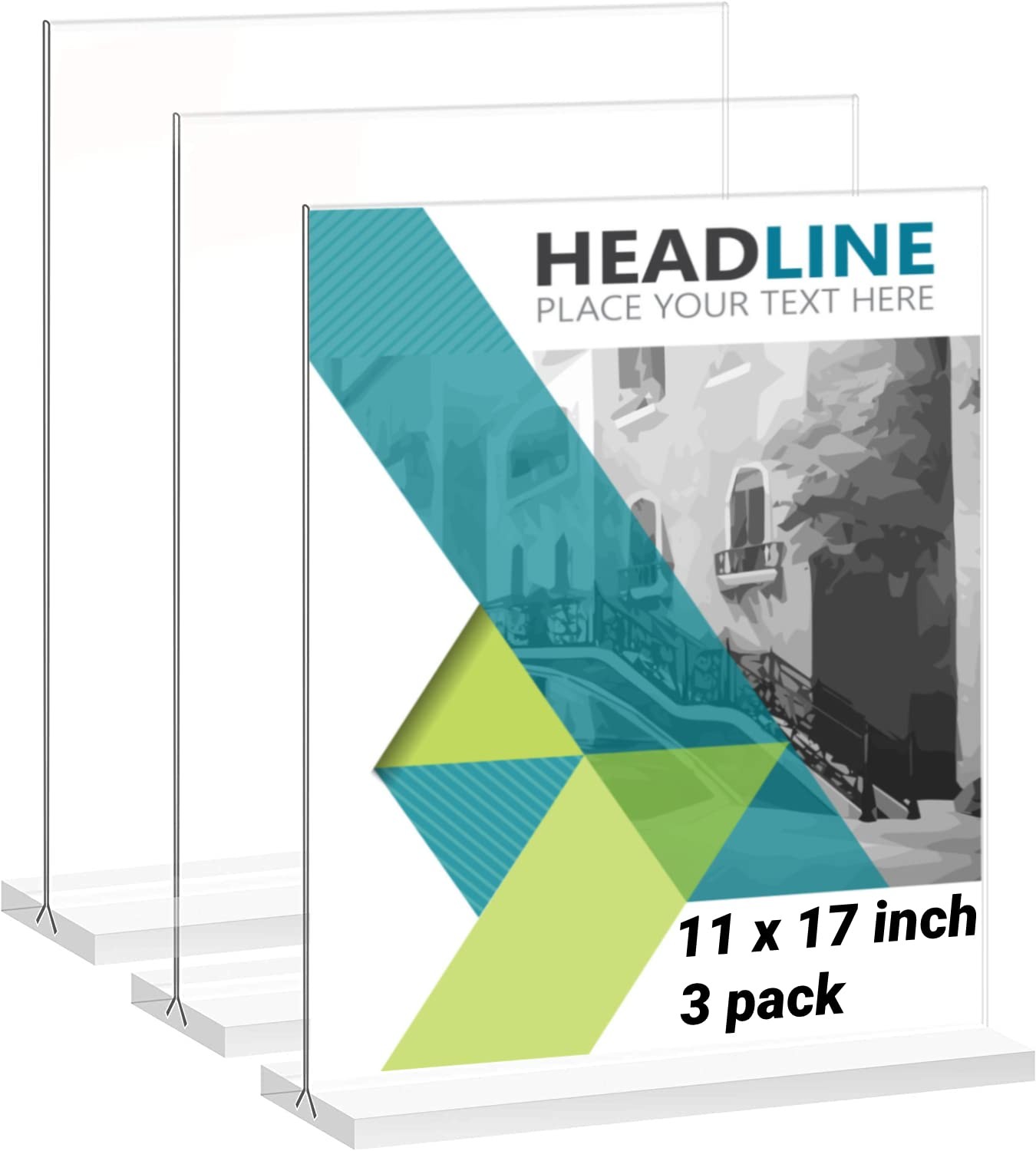 3 Pack 11 x 17 Inches Acrylic Sign Holder – Clear T Shaped Table Menu