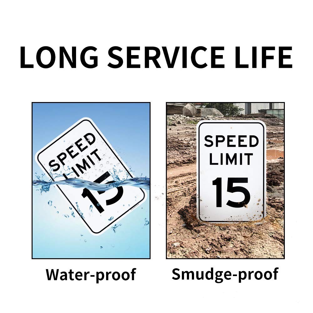 Large Speed Limit 15 MPH Sign, 18&Prime;x 12&Prime; .04&Prime; Aluminum Reflective Sign Rust Fr…