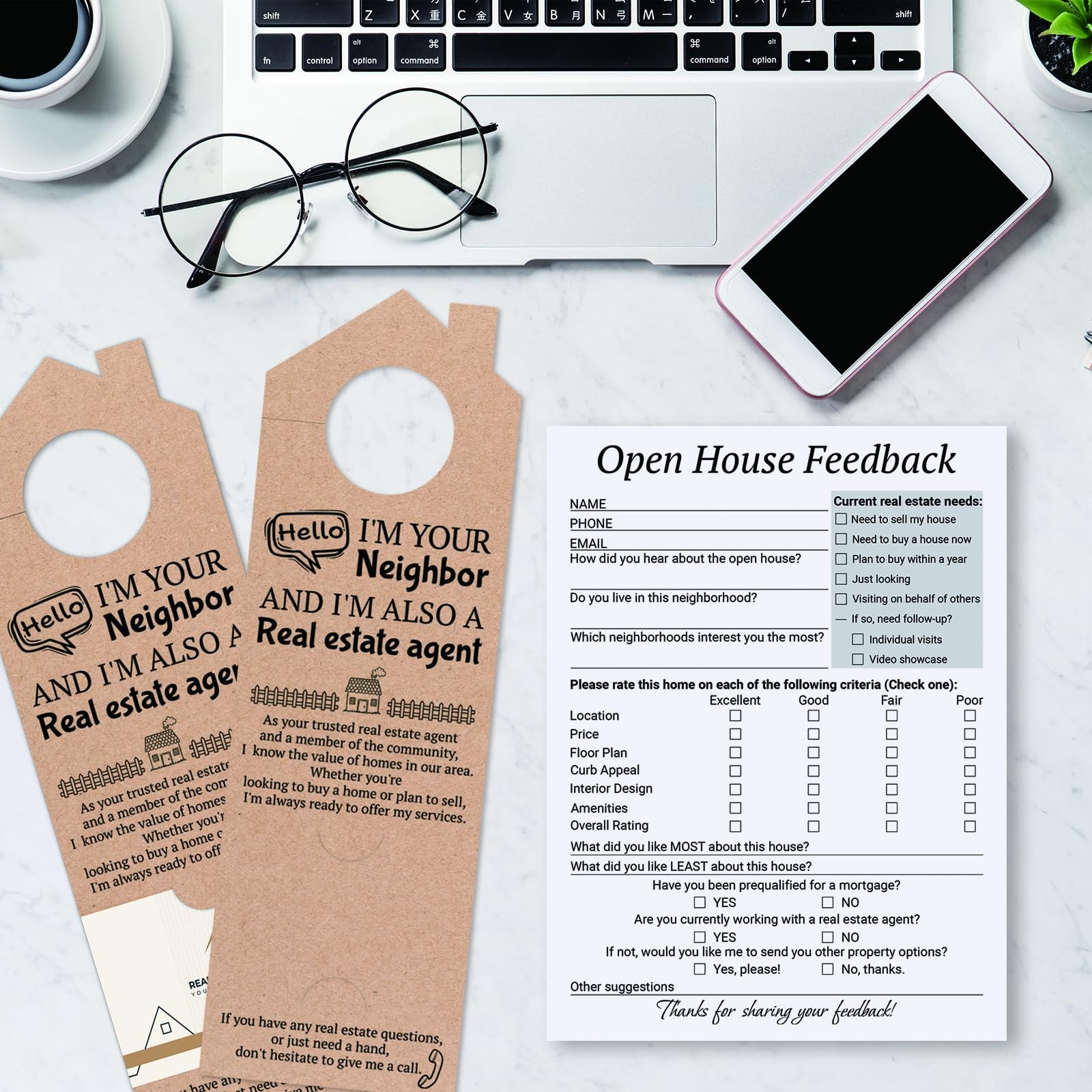300 Pcs Open House Feedback Notepad Open House Supplies for Realtors Feedback