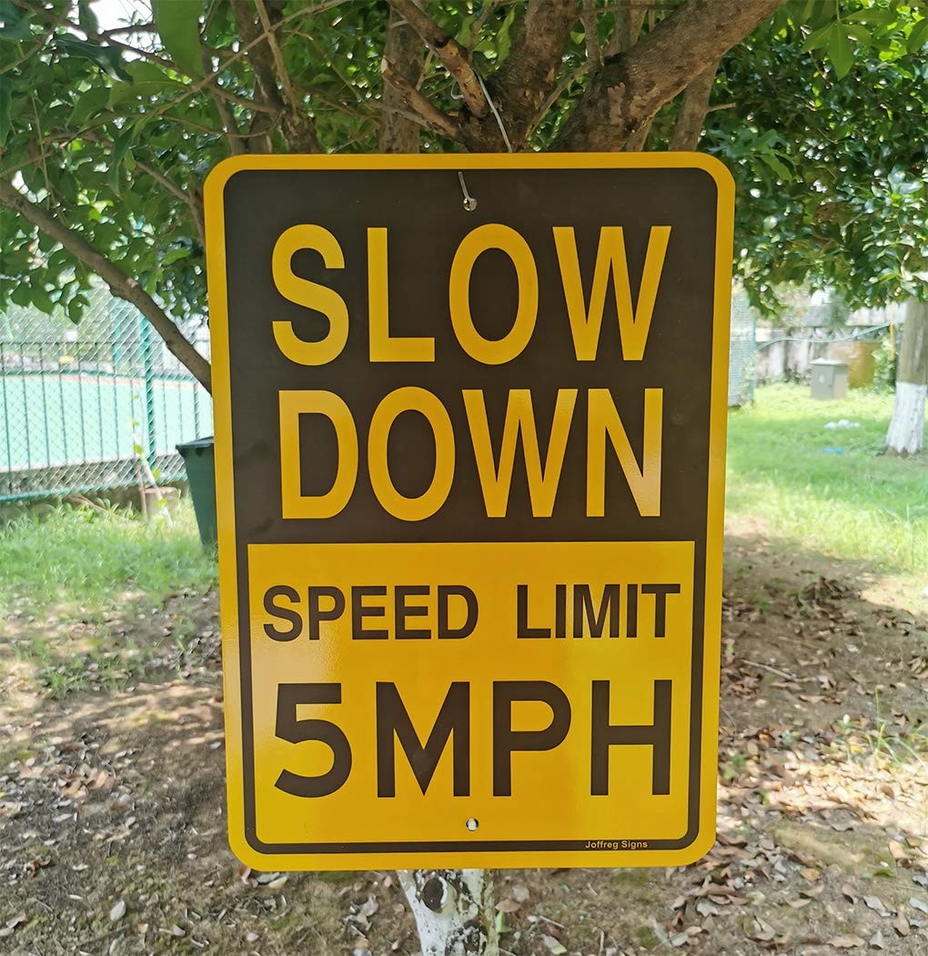 17×12 Inch Slow Down Speed Limit 5 MPH Sign Reflective Aluminum 2 PCS