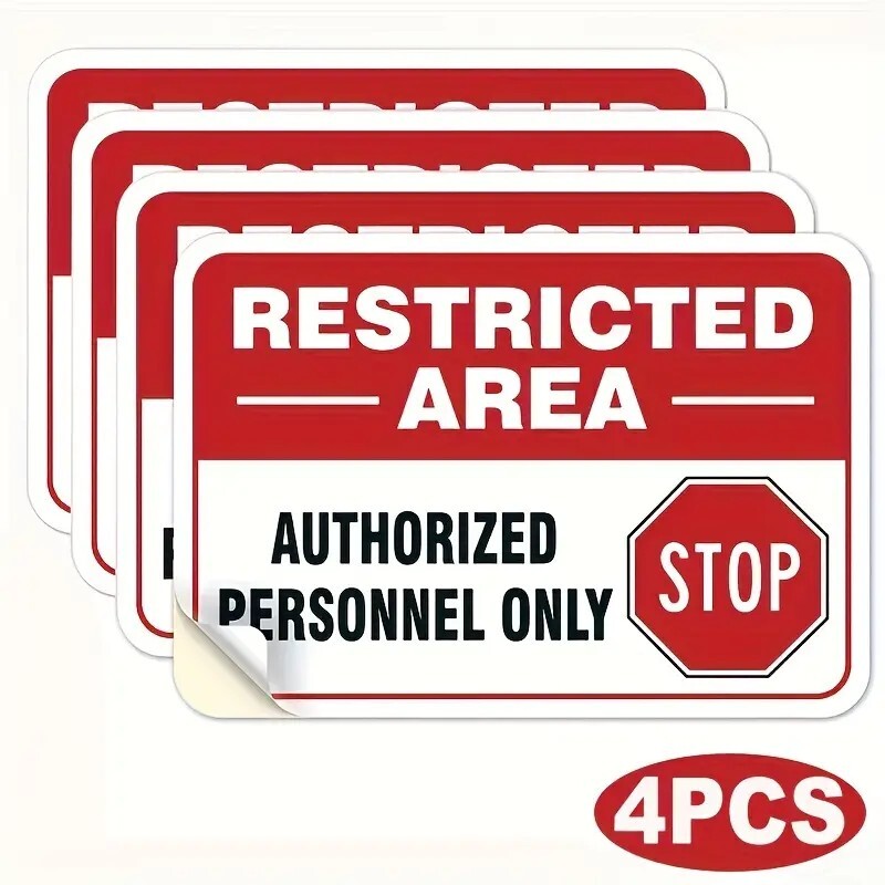 🎯Restricted Area Stop Authorized Personnel Only Self Adhesive Vinyl Decal
