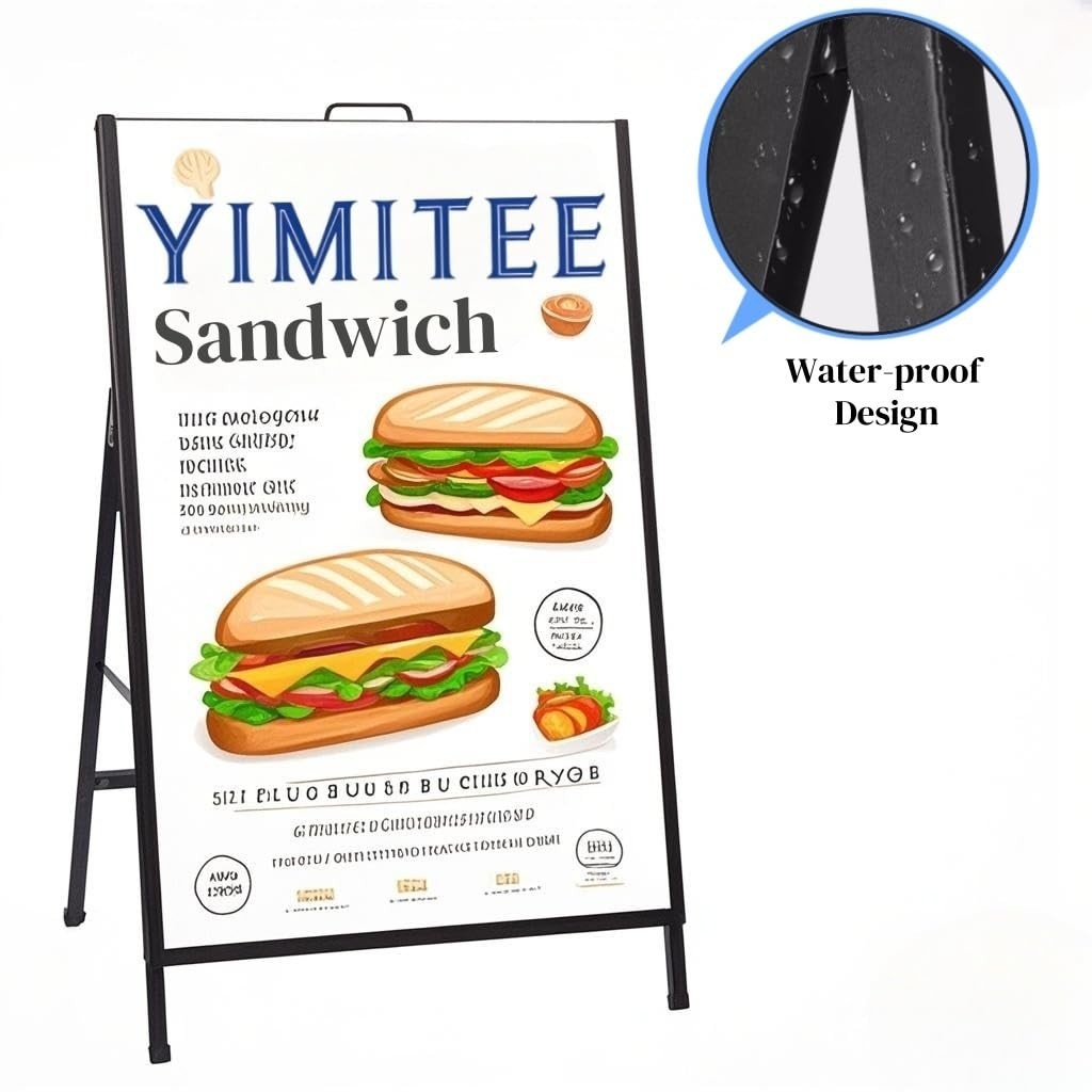 Heavy Duty A-Frame Sign with Carry Handle, 24×36&Prime; Folding Sidewalk Board for Out