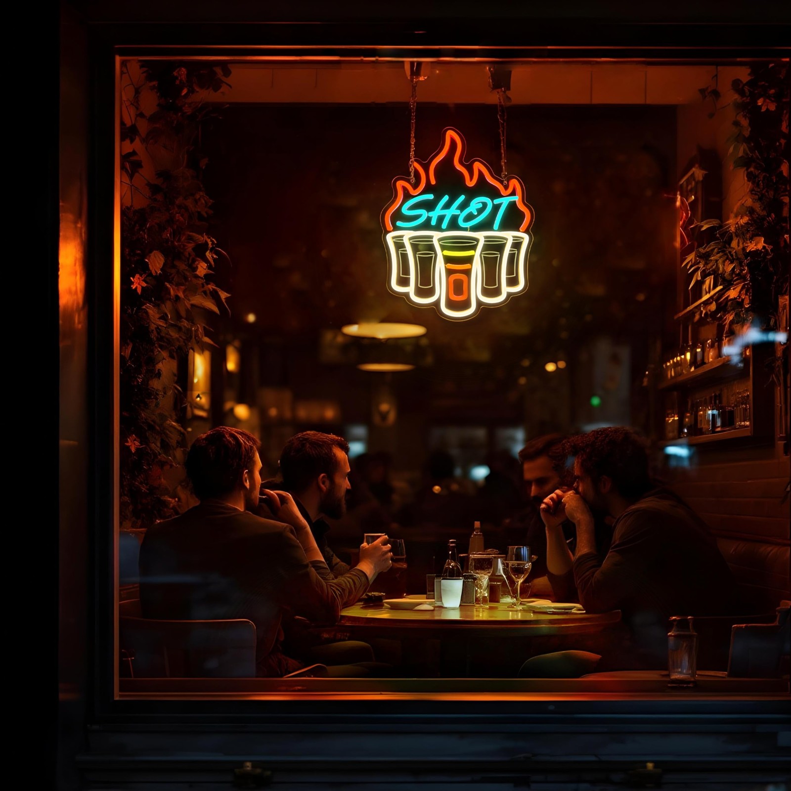 Shot Neon Sign, Bar Neon Signs for Wall Decor, Dimmable Acrylic Neon Lights f…