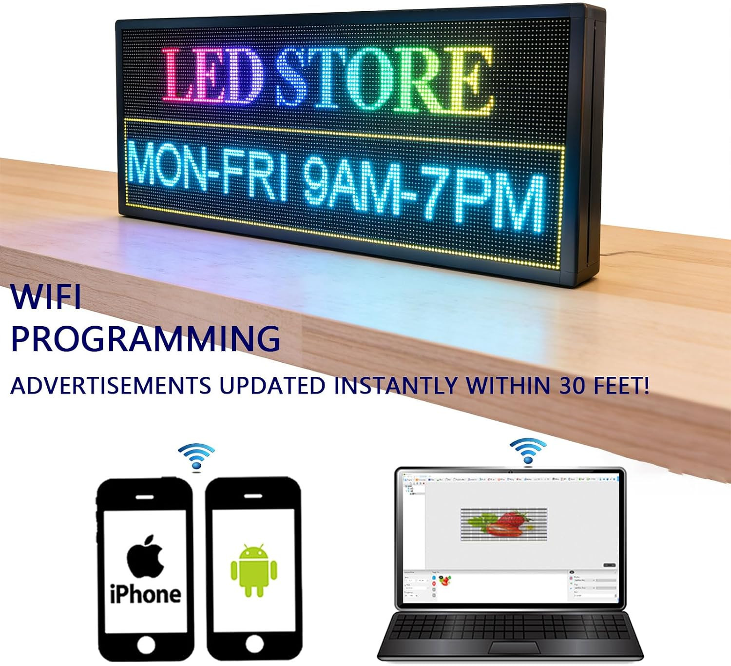 HS Led Sign Scrolling Programmable, Outdoor Digital Open Neon Signs Display Scre