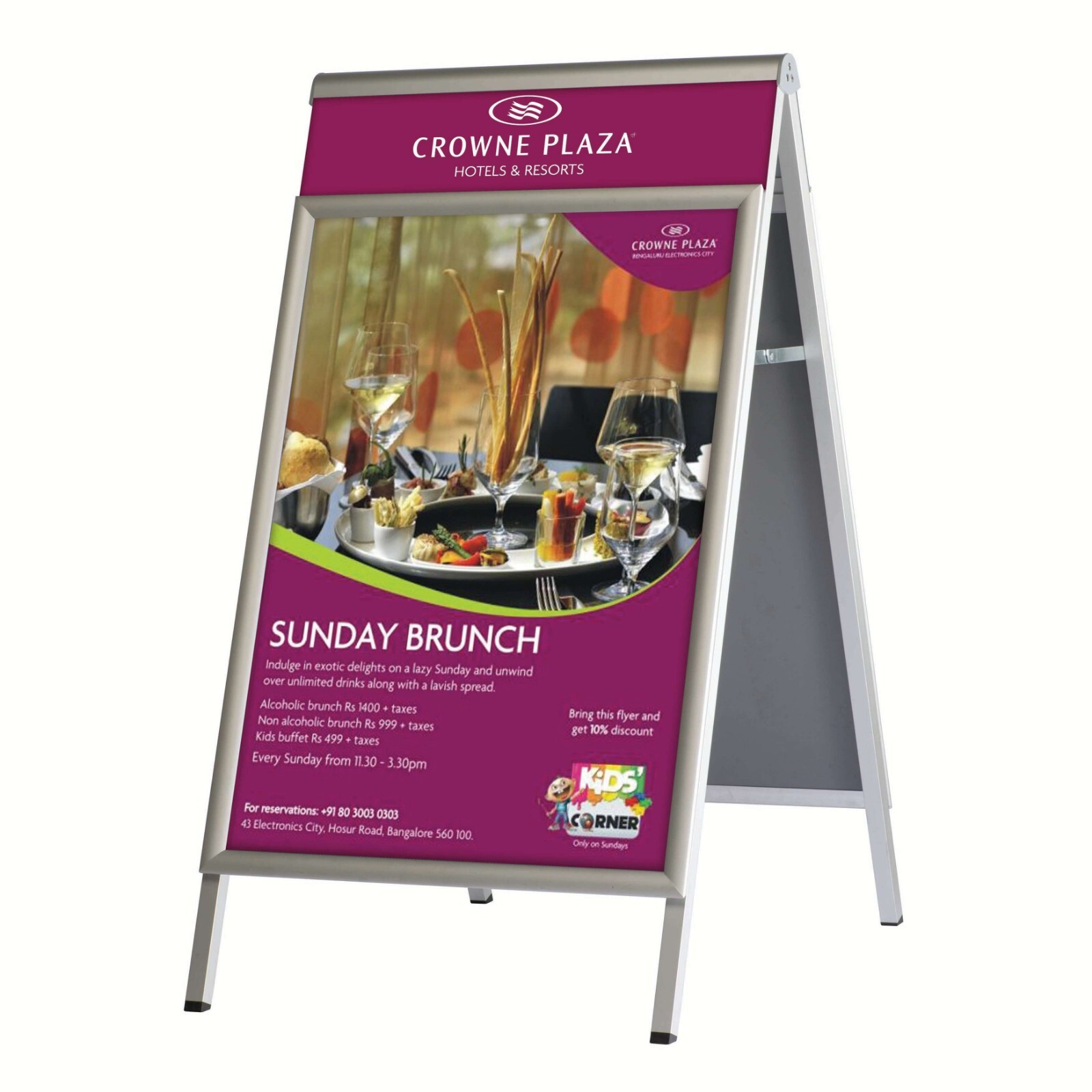 Double Sided Sandwich Board Silver A-Frame 30×40&Prime; Sidewalk Aluminum Sign Holder