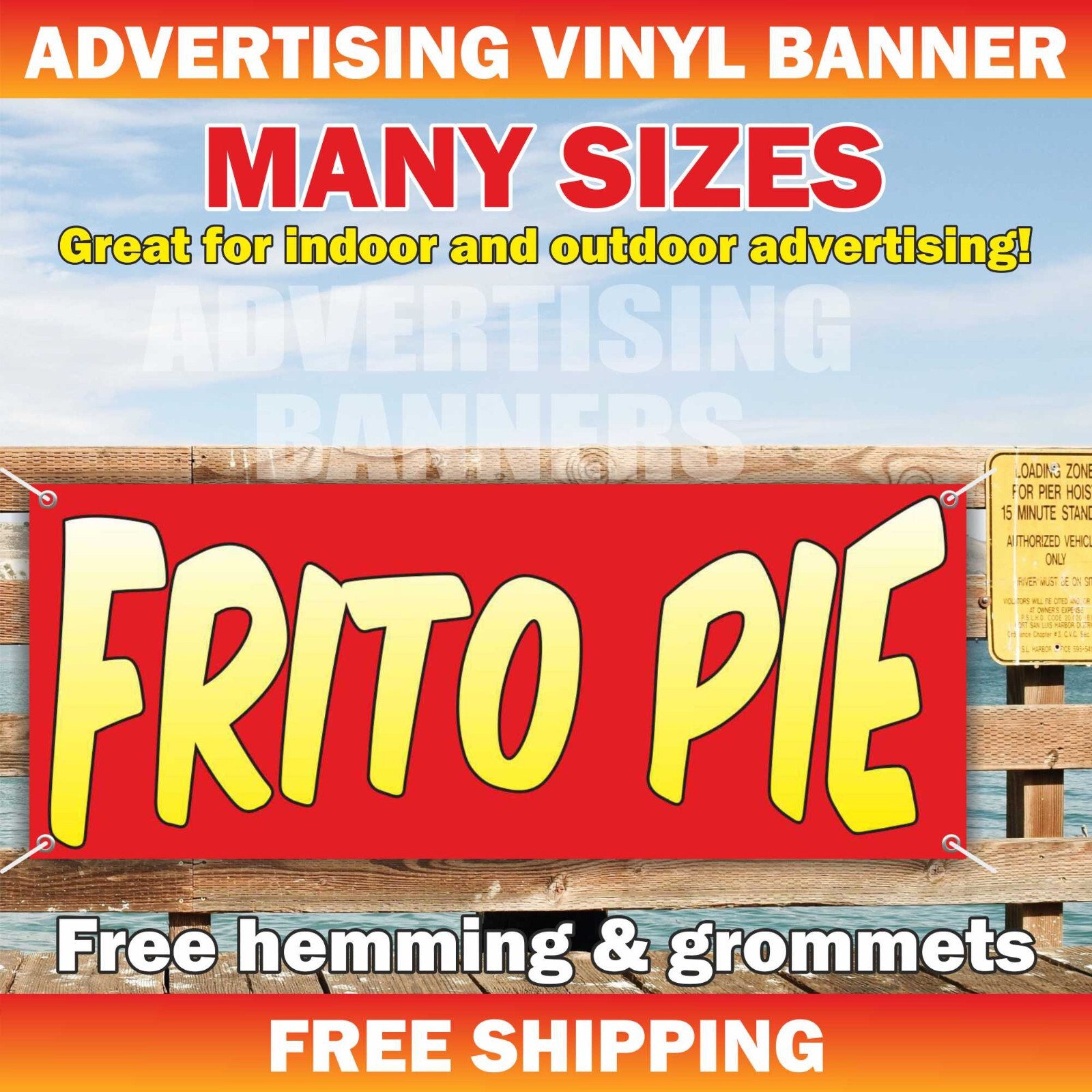 FRITO PIE Advertising Banner Vinyl Mesh Sign chili cheese corn chips Texas style