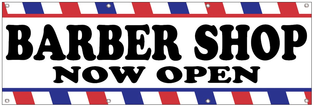 2×6 Feet BARBER SHOP NOW OPEN Banner Sign Polyester Fabric With Grommets wb