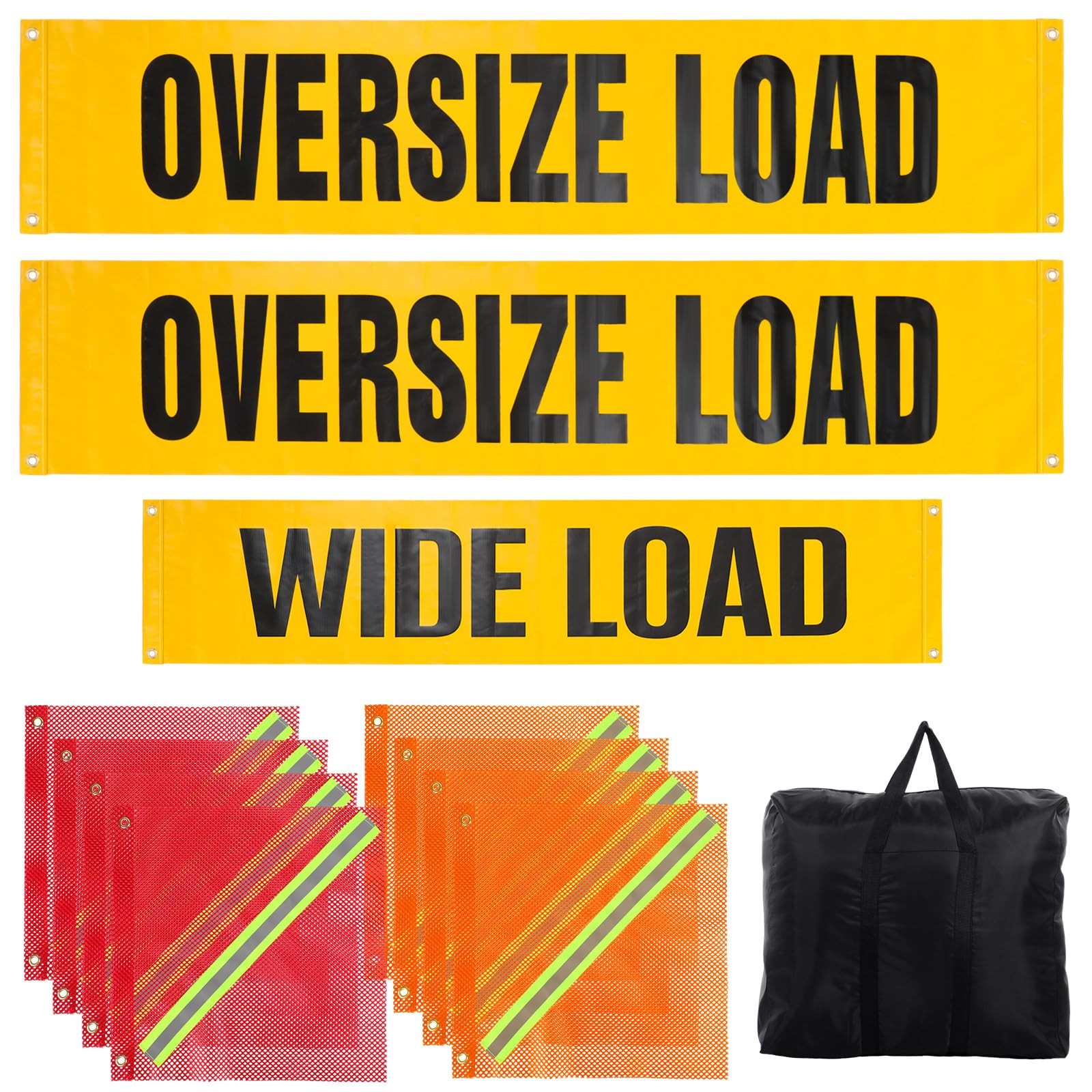 12 Pcs Safety Flag Kit Includes 2 Oversized Load and 1 Wide Load Banner for T…