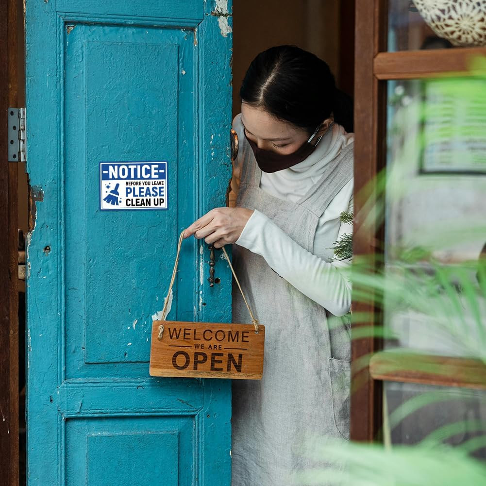 10Pcs before You Leave Please Clean up Sign Sticker, PVC Waterproof Please Clean