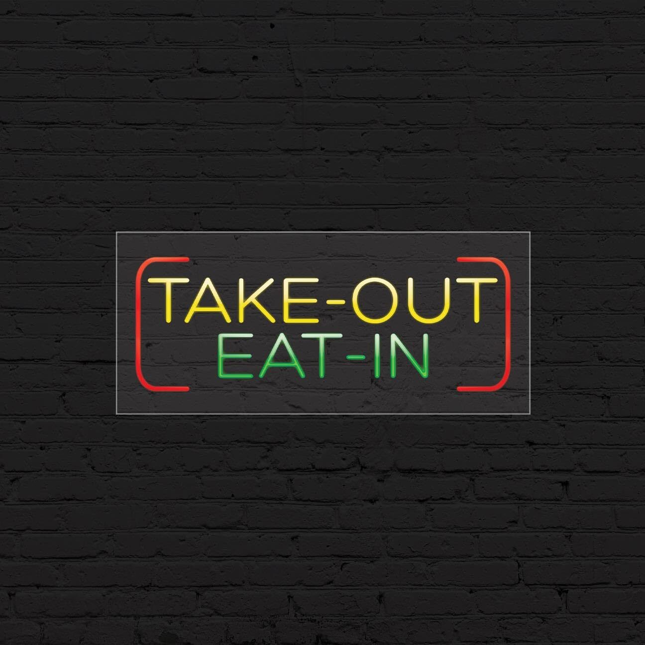 Take Out Eat in Sign for Business Displays | LED Flex Neon | 32&Prime;W x 13&Prime;H x 1&Prime;D