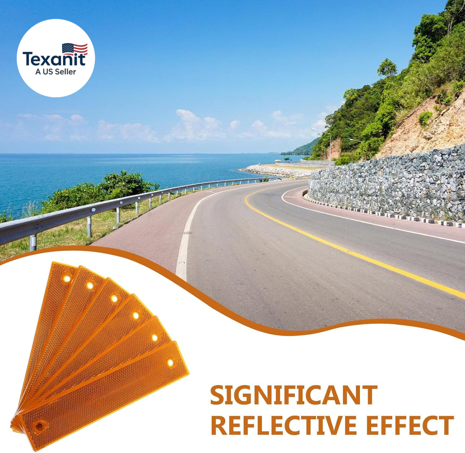 6Pcs Reflective Sign Post, Road Pavement Markers, Night Safety Reflective Panels