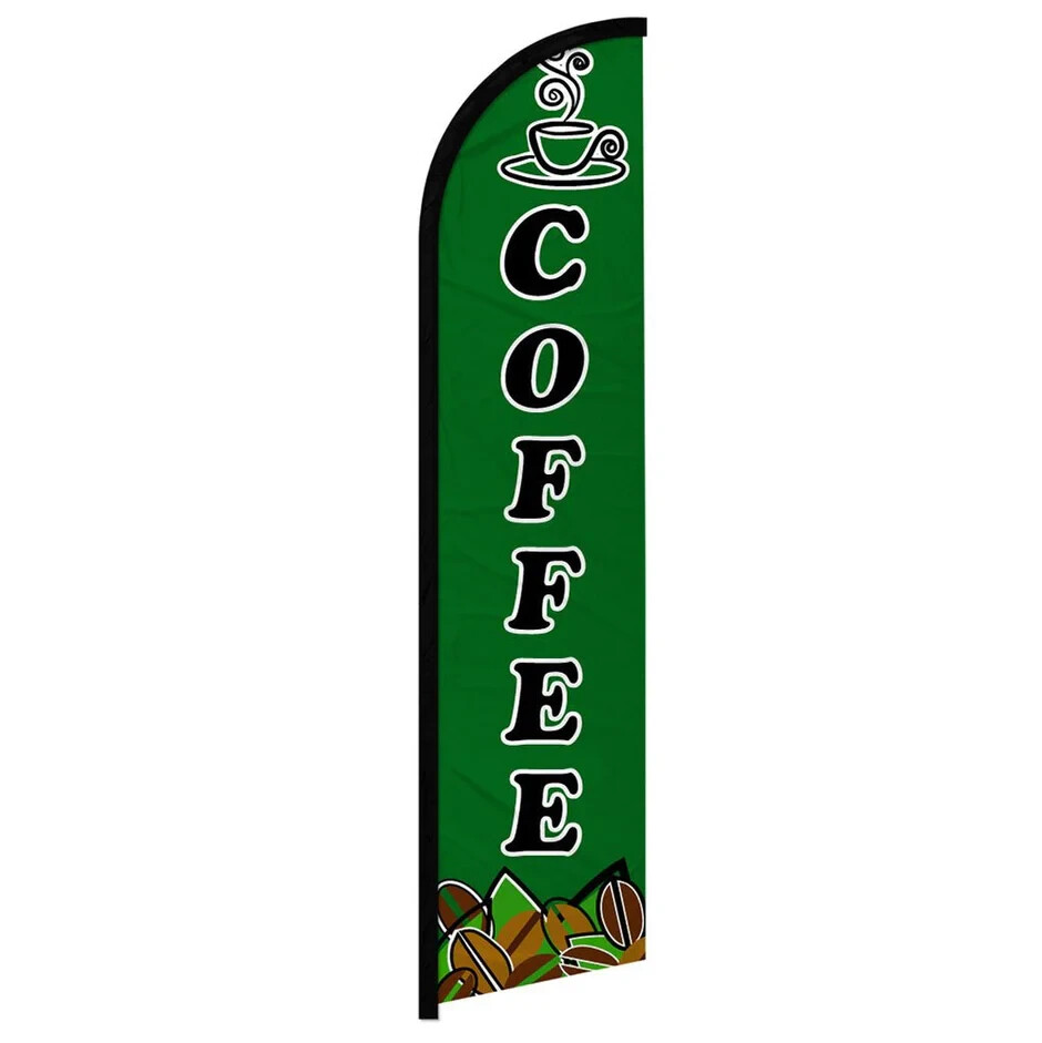 Coffee Windless Full Sleeve Advertising Cafe Coffee Drinks Beverage Banner Flag