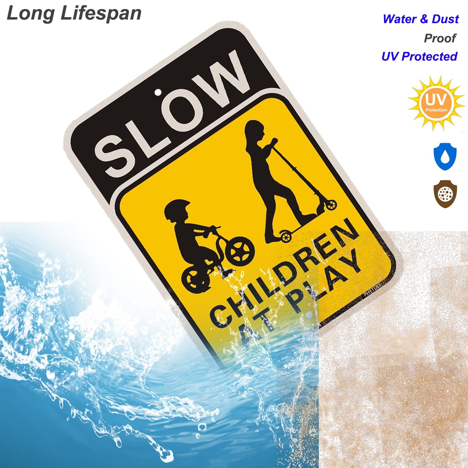 Slow Children at Play Signs 2 Pack, 18 x 12 Inches Kids Playing Slow Down Saf…