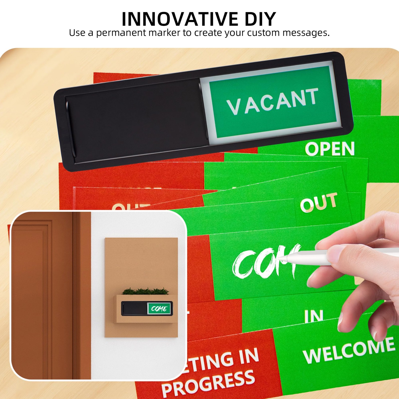Vacant Occupied Door Sign Custom Privacy Sliding In A Meeting Out Of Office